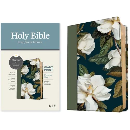 KJV Personal Size Giant Print Bible, Filament Enabled (Leatherlike, Magnolia Sage Green, Red Letter)