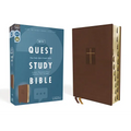 Niv, Quest Study Bible, Leathersoft, Brown, Indexed, Comfort Print: The Only Q and A Study Bible