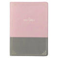 KJV Holy Bible, Super Giant Print Faux Leather Red Letter Edition - Ribbon Marker, King James Version, Pink/Gray