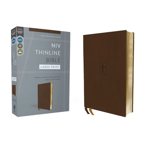 Niv, Thinline Bible, Large Print, Leathersoft, Brown, Red Letter, Comfort Print