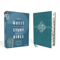 Niv, Quest Study Bible, Leathersoft, Blue, Indexed, Comfort Print: The Only Q and A Study Bible