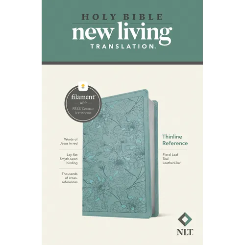 NLT Thinline Reference Bible, Filament Enabled (Leatherlike, Floral Leaf Teal, Red Letter)