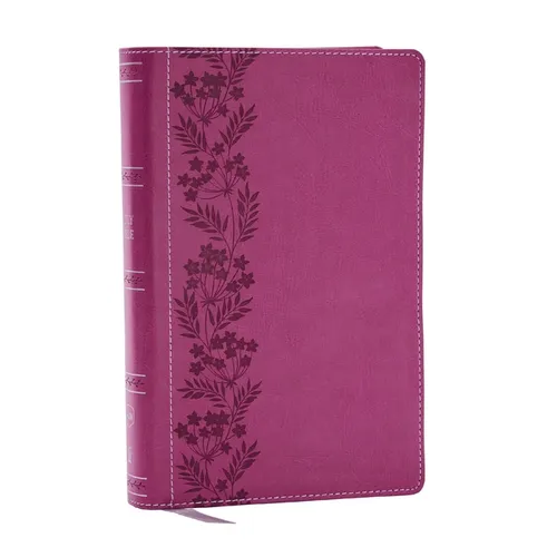 NKJV Personal Size Large Print Bible with 43,000 Cross References, Pink Leathersoft, Red Letter, Comfort Print