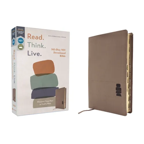 Niv, Read. Think. Live., Leathersoft, Brown, Thumb Indexed, Comfort Print: 365-Day NIV Devotional Bible - Discover Your Part in God's Plan