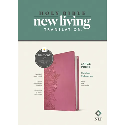 NLT Large Print Thinline Reference Bible, Filament Enabled (Leatherlike, Peony Pink, Red Letter)