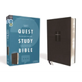 Niv, Quest Study Bible, Leathersoft, Black, Comfort Print: The Only Q and A Study Bible