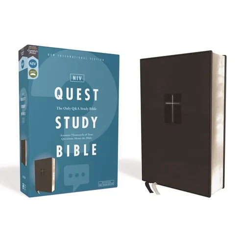 Niv, Quest Study Bible, Leathersoft, Black, Comfort Print: The Only Q and A Study Bible