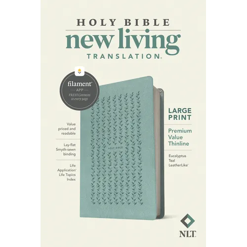 NLT Large Print Premium Value Thinline Bible, Filament Enabled (Leatherlike, Eucalyptus Teal)