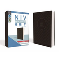 NIV, Value Thinline Bible, Large Print, Imitation Leather, Gray/Black
