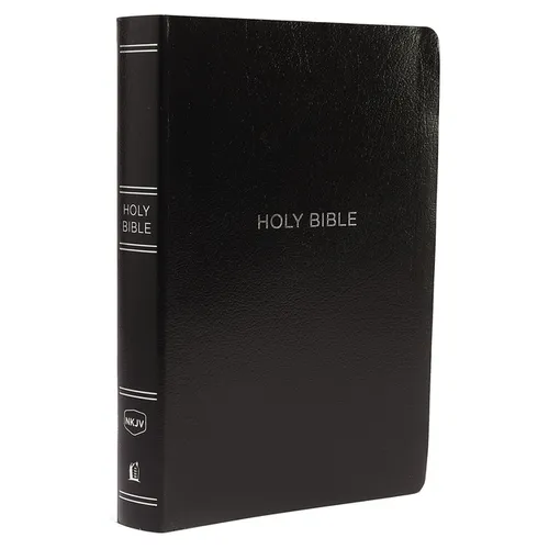 NKJV, Reference Bible, Center-Column Giant Print, Leather-Look, Black, Red Letter Edition, Comfort Print