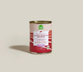 Can of Green Farm chicken and grass-fed beef recipe on a beige background