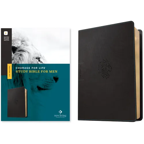 NLT Courage for Life Study Bible for Men, Filament Enabled (Leatherlike, Onyx Lion)
