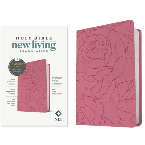 NLT Premium Value Compact Bible, Filament Enabled (Leatherlike, Pink Rose)