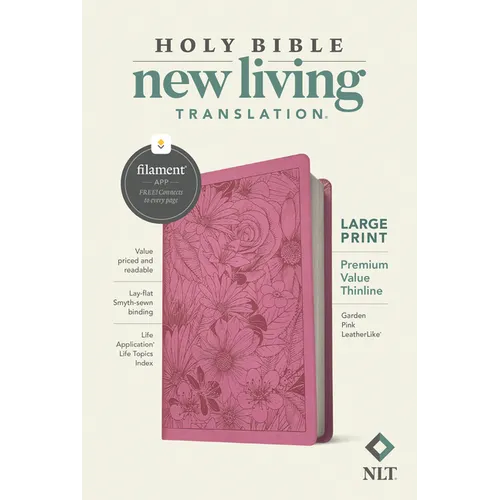 NLT Large Print Premium Value Thinline Bible, Filament Enabled (Leatherlike, Garden Pink)