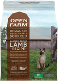 Open Farm cat food package with a cat on a grassy field and barn in the background