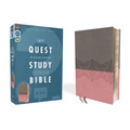 Niv, Quest Study Bible, Leathersoft, Gray/Pink, Comfort Print: The Only Q and A Study Bible