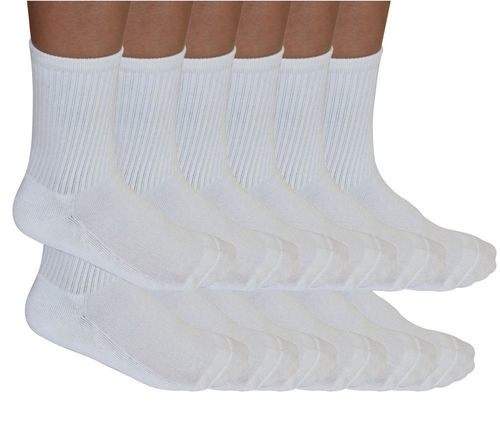 Set of six white socks on a white background