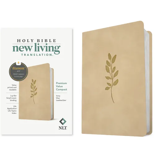 NLT Premium Value Compact Bible, Filament Enabled (Leatherlike, Ivory Vine)