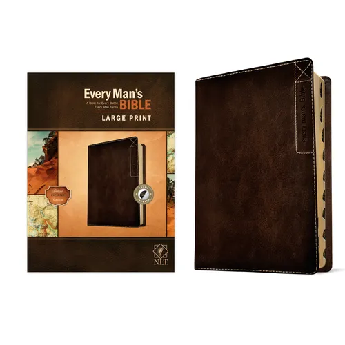 Every Man's Bible Nlt, Large Print, Deluxe Explorer Edition (Leatherlike, Rustic Brown, Indexed)