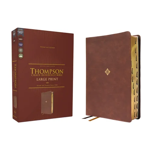 Nkjv, Thompson Chain-Reference Bible, Large Print, Leathersoft, Brown, Red Letter, Thumb Indexed, Comfort Print
