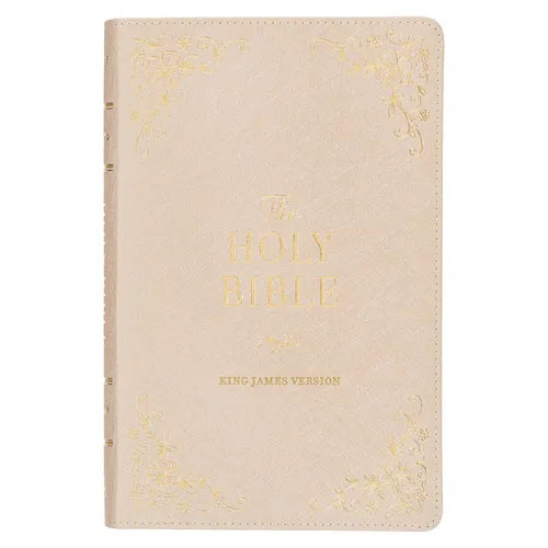 KJV Holy Bible, Standard Size Faux Leather Red Letter Edition Thumb Index, Ribbon Marker, King James Version, Pearlescent Taupe