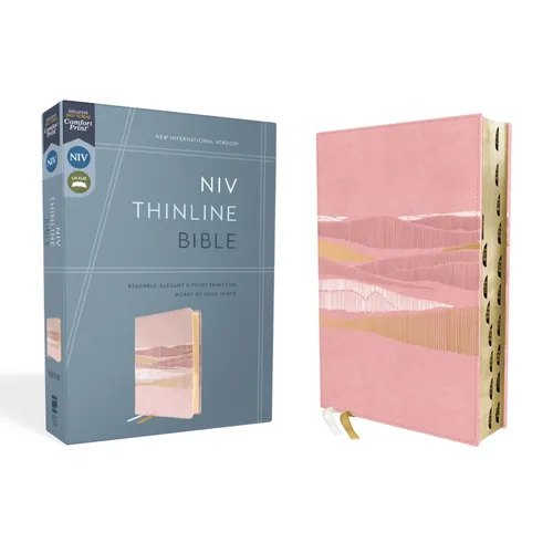Niv, Thinline Bible, Leathersoft, Pink, Red Letter, Thumb Indexed, Comfort Print