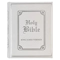 KJV Holy Bible, Classically Illustrated Heirloom Family Bible, Faux Leather Hardcover - Ribbon Markers, King James Version, White/Silver