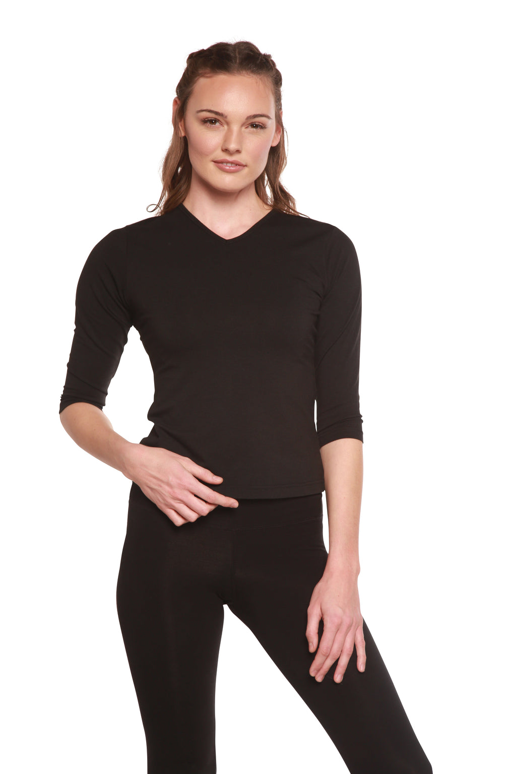 Clearance Women's Bamboo Viscose/Cotton V-Necks 3/4 Sleeve T-Shirt