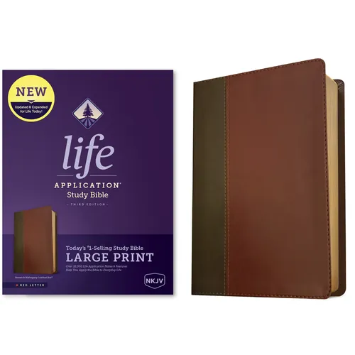 NKJV Life Application Study Bible, Third Edition, Large Print (Leatherlike, Brown/Mahogany, Red Letter)