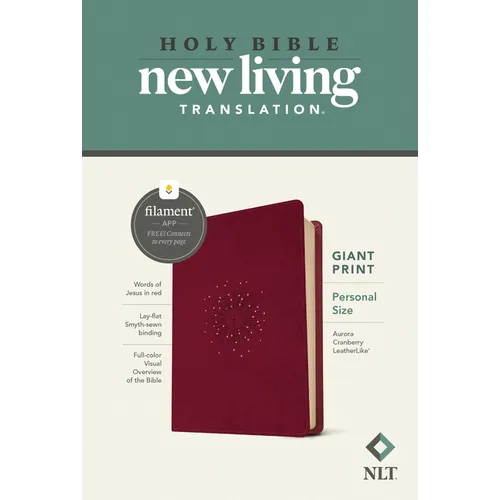 NLT Personal Size Giant Print Bible, Filament Enabled (Leatherlike, Aurora Cranberry, Red Letter)