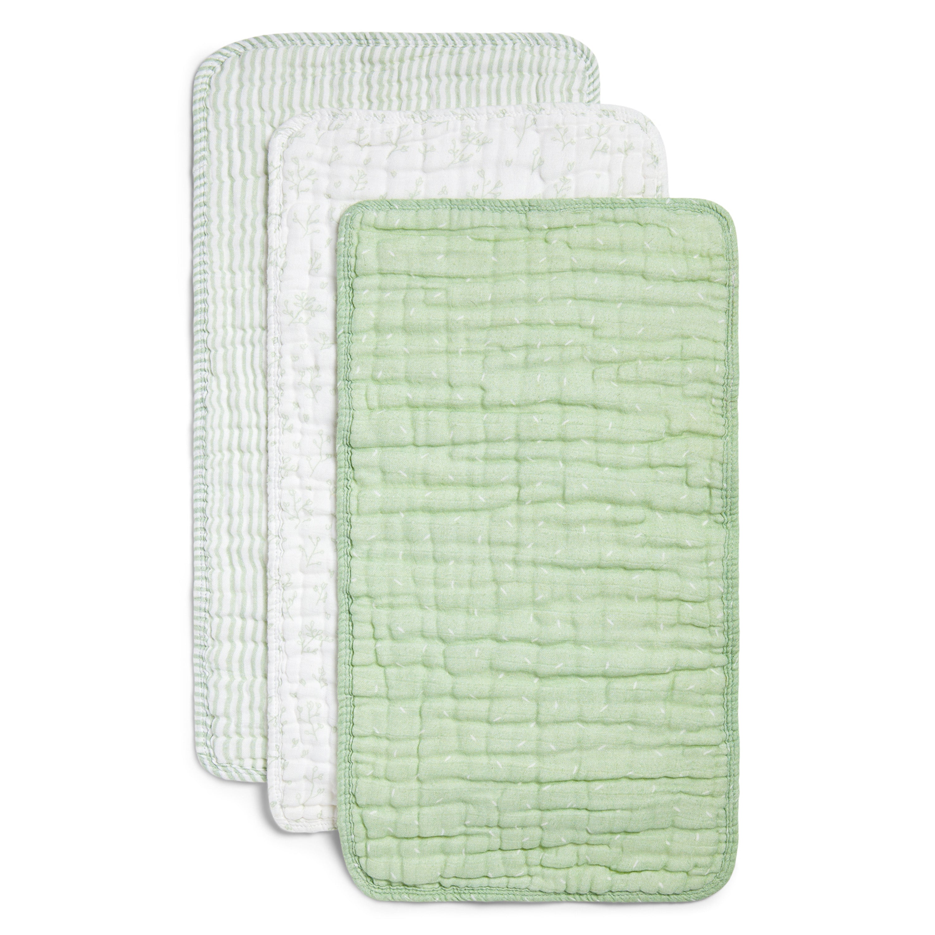 100% Organic Muslin Burp Cloths – 3 Pack | Pistachio