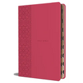 KJV Holy Bible, Large Print Medium Format, Fuchsia Faux Leather W/Ribbon Marker, Red Letter, Thumb Index