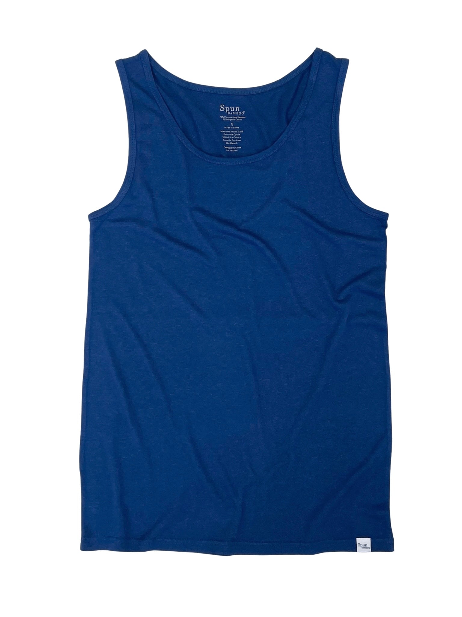 Blue tank top on a white background