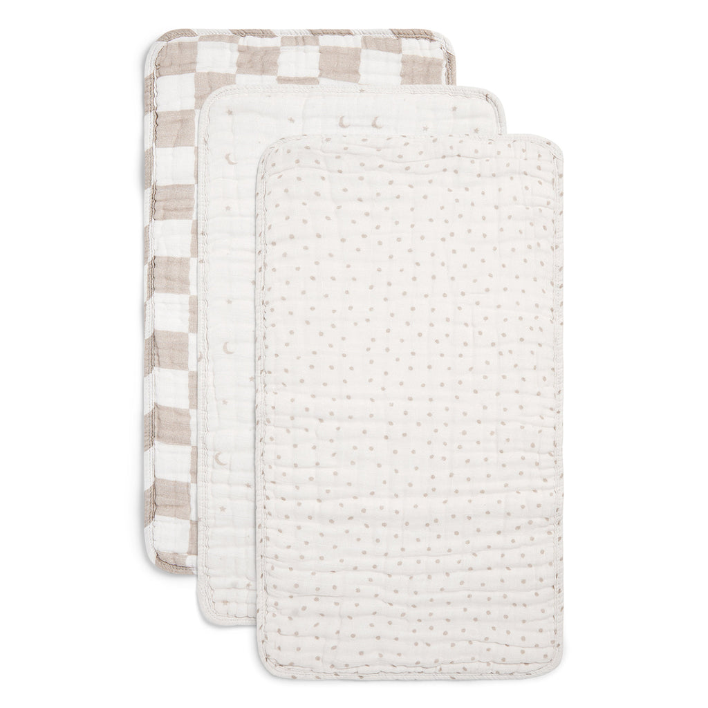 100% Organic Muslin Burp Cloths – 3 Pack | Ivory