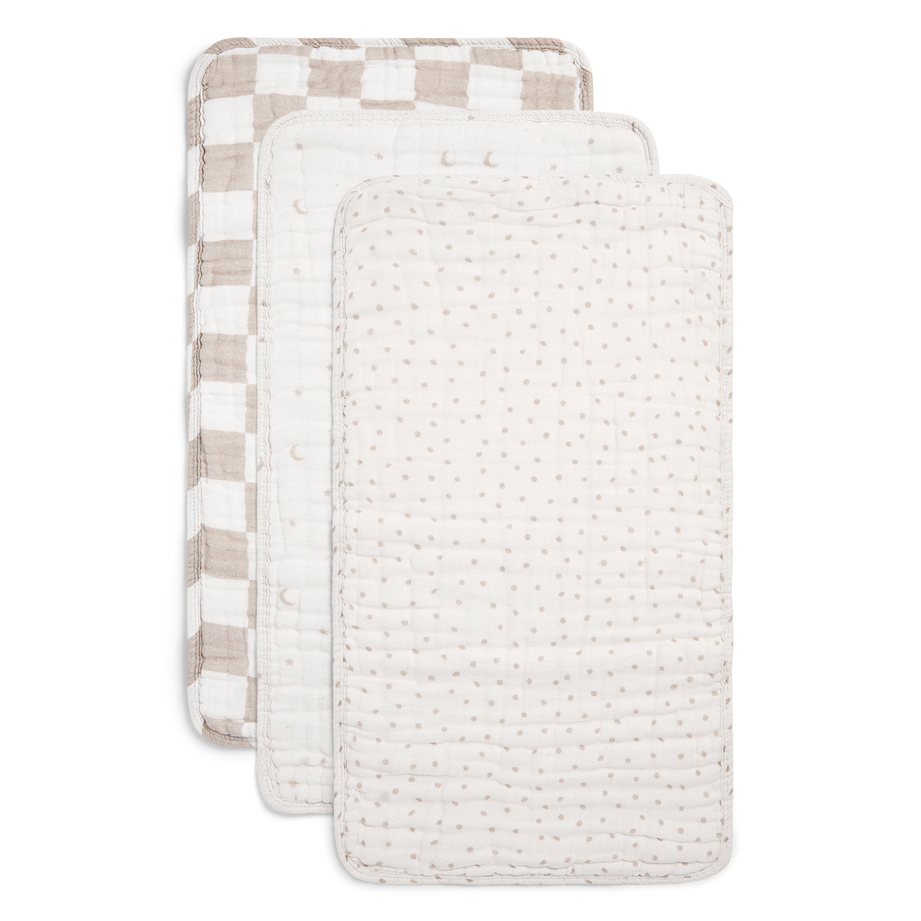 100% Organic Muslin Burp Cloths – 3 Pack | Ivory