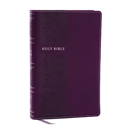 NKJV Personal Size Large Print Bible with 43,000 Cross References, Purple Leathersoft, Red Letter, Comfort Print (Thumb Indexed)