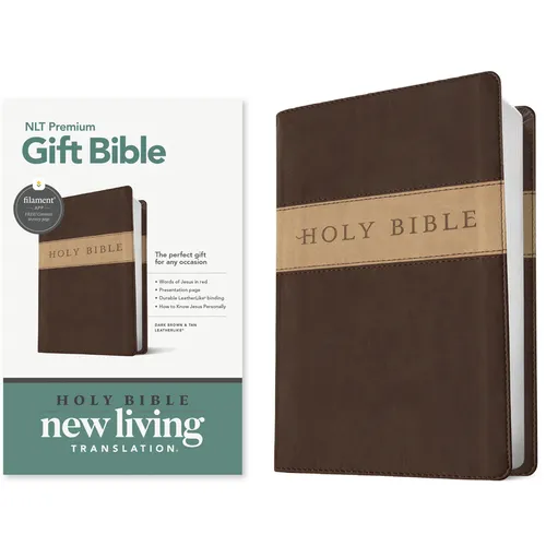 Premium Gift Bible Nlt, Filament Enabled, Tutone (Leatherlike, Dark Brown/Tan, Red Letter)