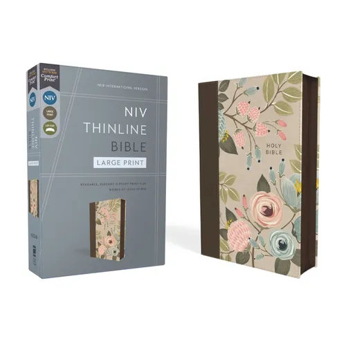 Niv, Thinline Bible, Large Print, Leathersoft, Floral, Zippered, Red Letter, Comfort Print