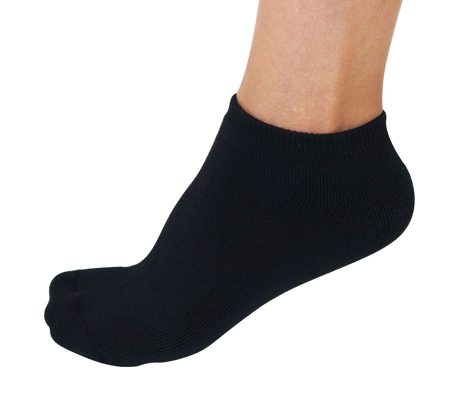 Black ankle sock on a white background
