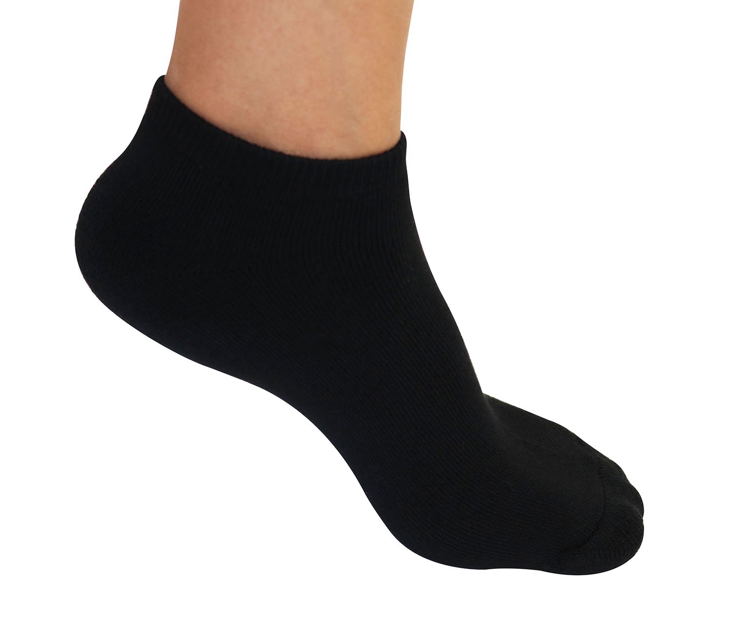 Black ankle sock on a white background