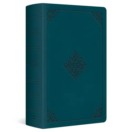 ESV Large Print Personal Size Bible, Red Letter (Trutone, Deep Teal, Ornament Design)