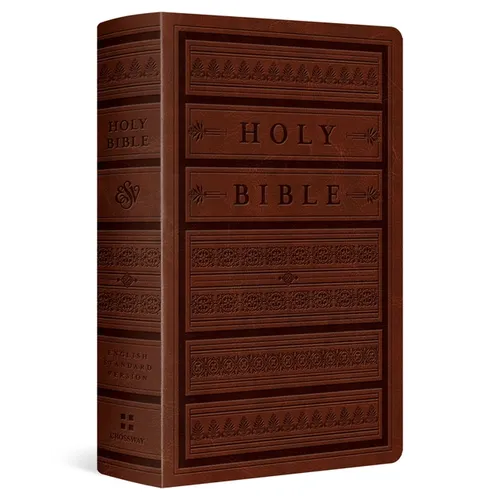 ESV Giant Print Personal Size Bible, Red Letter (Trutone, Brown, Engraved Mantel Design)
