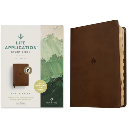 NLT Life Application Study Bible, Third Edition, Large Print (Leatherlike, Rustic Brown Leaf, Indexed, Red Letter)
