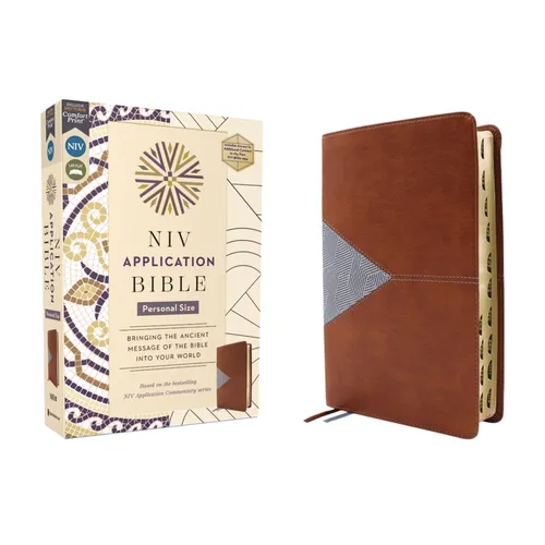 NIV Application Bible, Personal Size, Leathersoft, Brown/Blue, Red Letter, Indexed, Comfort Print: Bringing the Ancient Message of the Bible Into Your
