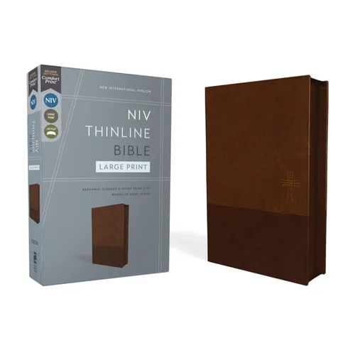 Niv, Thinline Bible, Large Print, Leathersoft, Brown, Zippered, Red Letter, Comfort Print