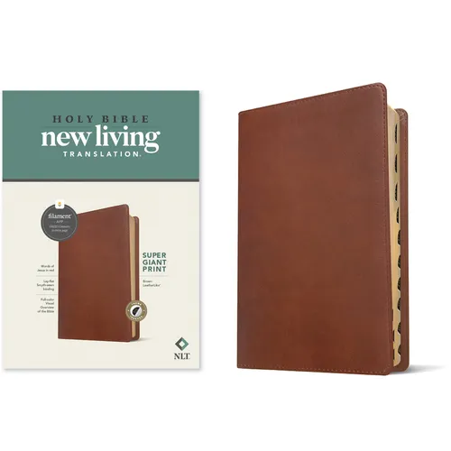 NLT Super Giant Print Bible, Filament Enabled (Leatherlike, Brown, Indexed, Red Letter)