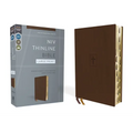 Niv, Thinline Bible, Large Print, Leathersoft, Brown, Red Letter, Thumb Indexed, Comfort Print