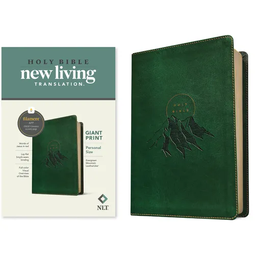 NLT Personal Size Giant Print Bible, Filament Enabled (Leatherlike, Evergreen Mountain, Red Letter)